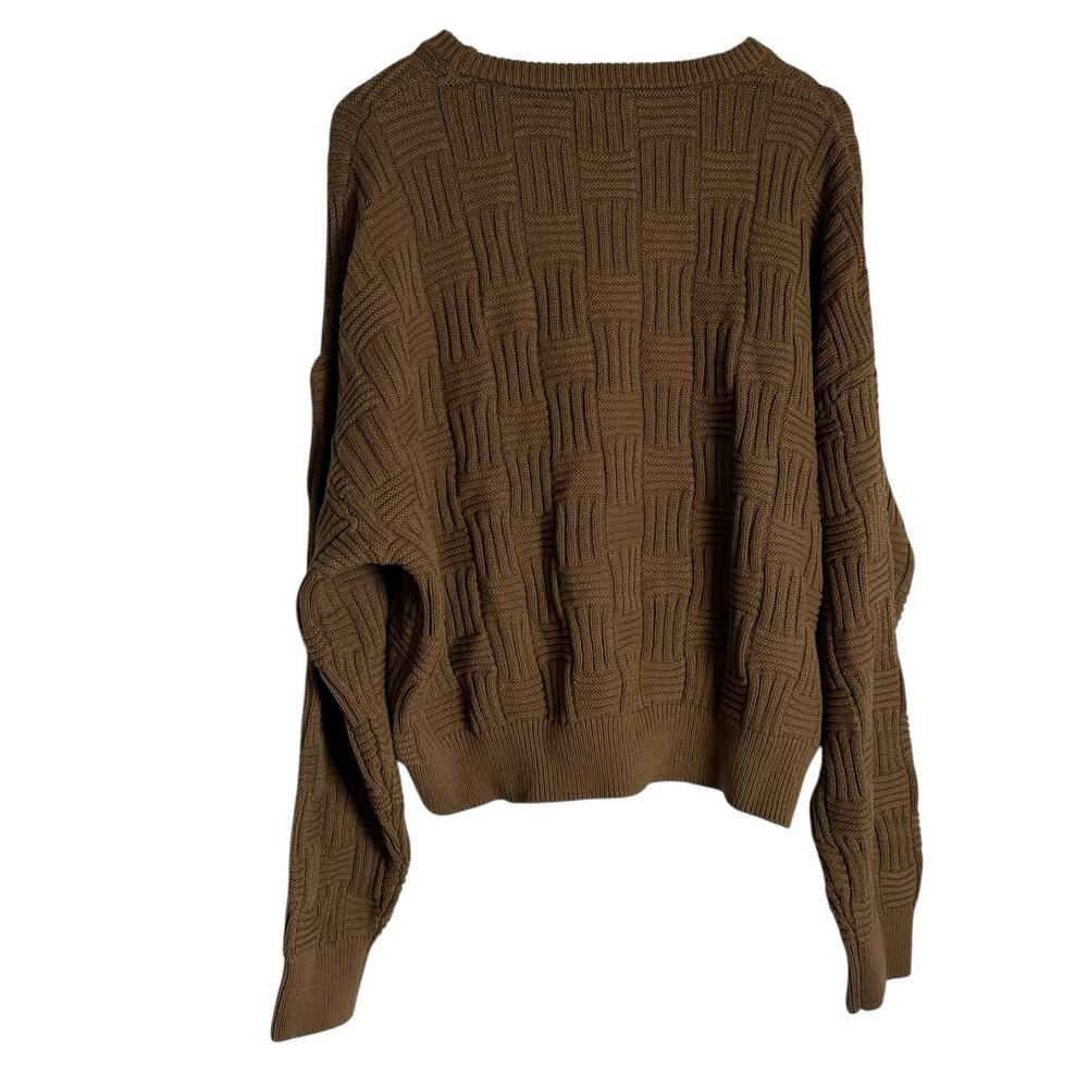 Reformation Winnie Brown Basketweave Organic Cotton Crewneck Sweater Size XL - Picture 4 of 10